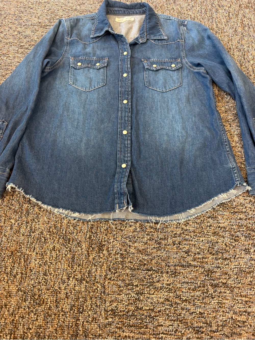 Lucky Brand Indigo Denim Button-Front Shirt Pearl Snap Unisex Size Medium